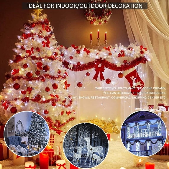 Cowin 99ft 1104 LED Christmas String Lights White Fairy Lights Led Icicle Christmas Lights Plug-in for Christmas, Holiday, Wedding (Cool White)