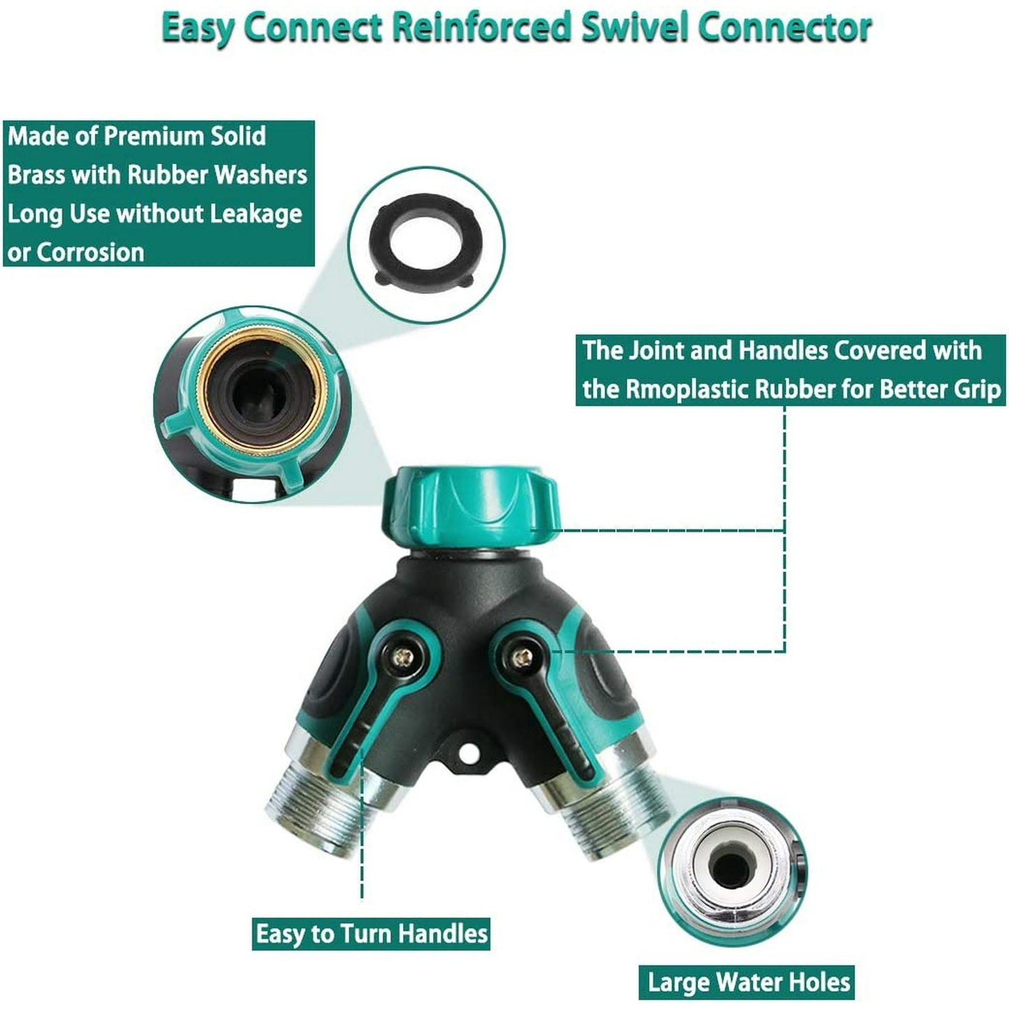 Aedavey 2 Way Hose Splitter, 2 Way Water Splitter Heavy Duty, Garden Faucet, Faucet Splitter, Hose and Splitter, Garden Hose and Splitter, Hose Bib Splitter, with Shut off Valve