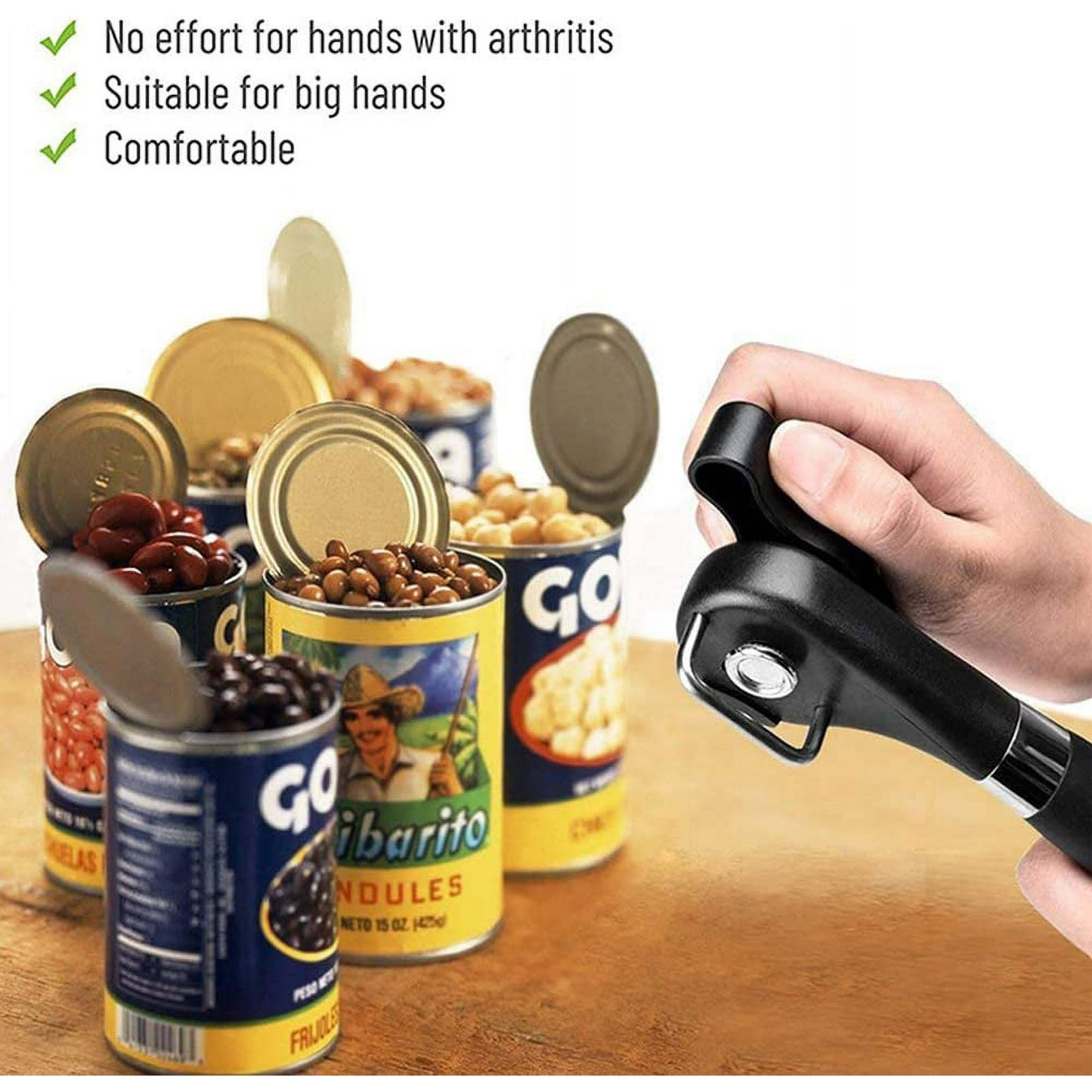 Cowin Can Opener Manual Cutting Can Opener Safe Smooth Edge Stainless Steel Ergonomic Can Opener Kitchen Restaurant