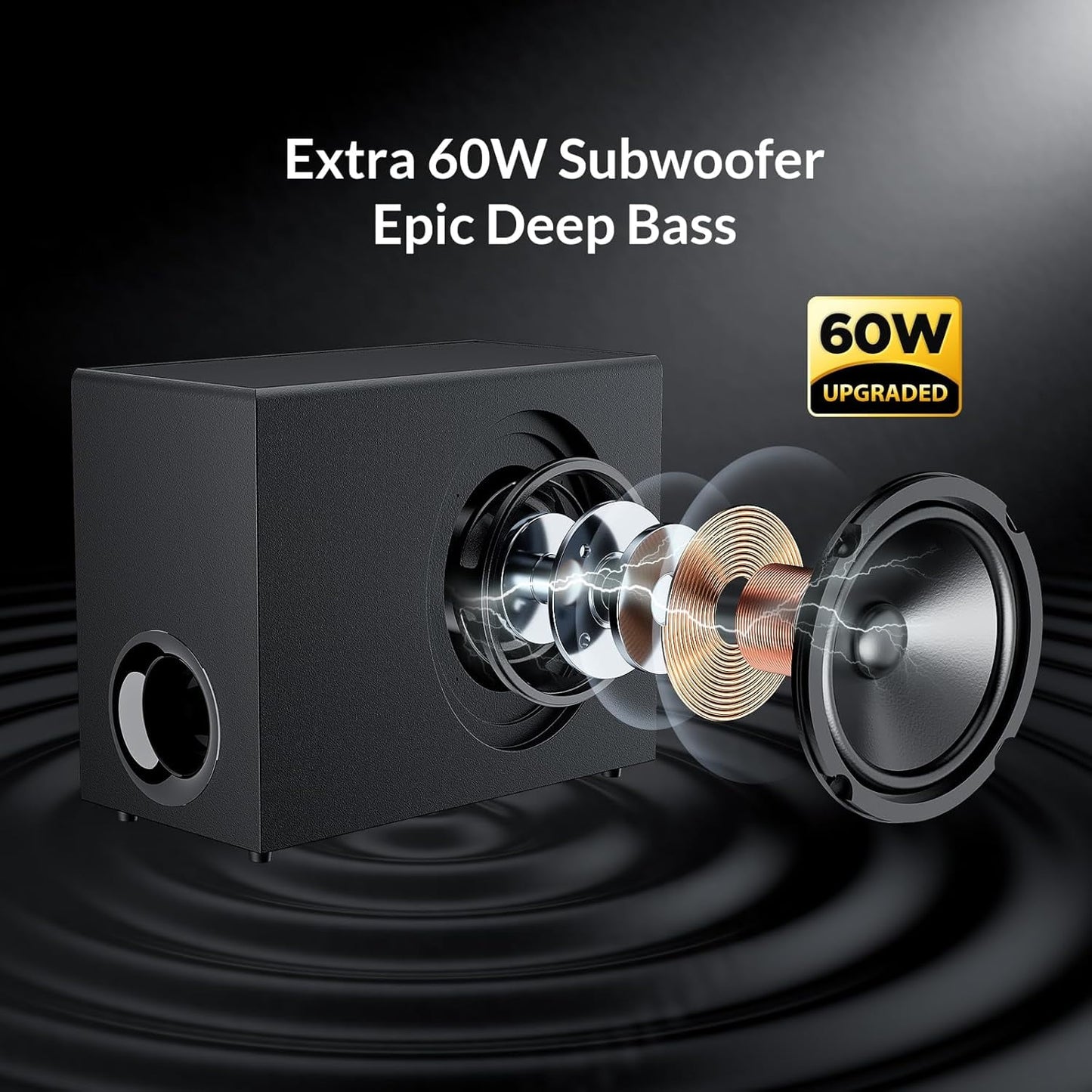 Cowin Sound Bar with Subwoofer, 110W Sound Bar for Smart TV with Adjustable Deep Bass & Volume Boost & 3 EQ Modes, Bluetooth/ARC/Opt/AUX, Detachable Soundbar for TV/PC/Gaming/Projector