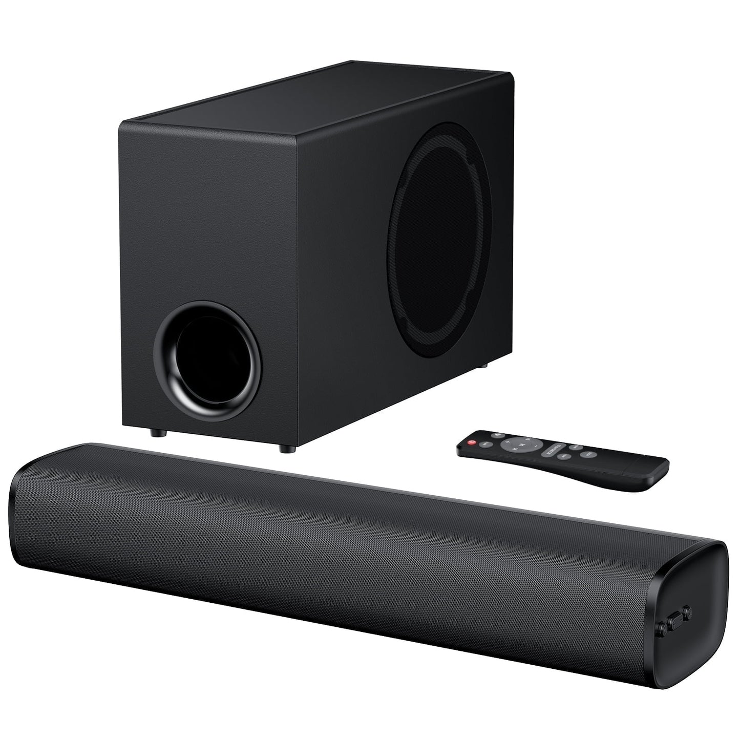 Upgraded Bluetooth Sound Bar for TV with Subwoofer, Deep Bass, ARC/Optical/AUX/Bluetooth Connect, Surround Sound System for PC/Gaming/Projectors/Gift