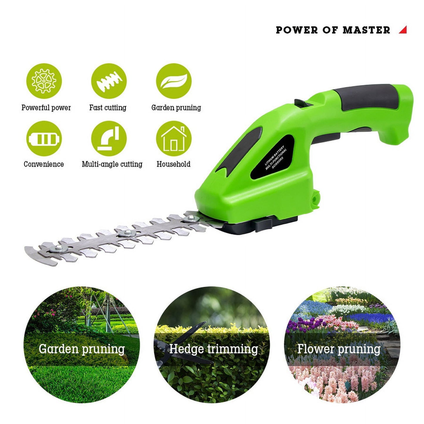 Cordless Grass Shear & Shrubbery Trimmer, 2 in 1 Handheld 7.2V Rechargeable Grass Trimmer Hedge Shears/Grass Cutter
