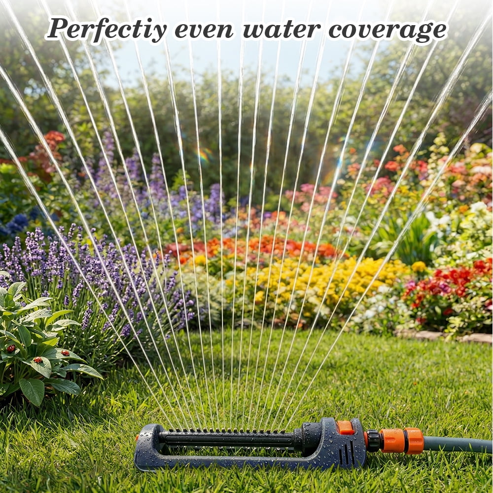 Lawn Sprinkler 19 Hole Nozzles 4 Spray Modes for Yard, Garden Water Oscillating Sprinkler with Spray Jet Cleaning Needle