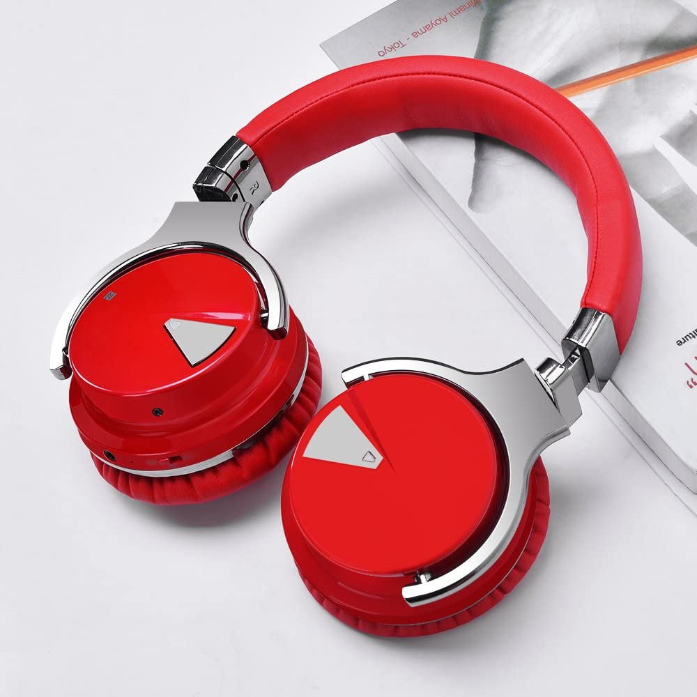 COWIN Bluetooth Noise-Canceling Over-Ear Headphones, Red, e7anc