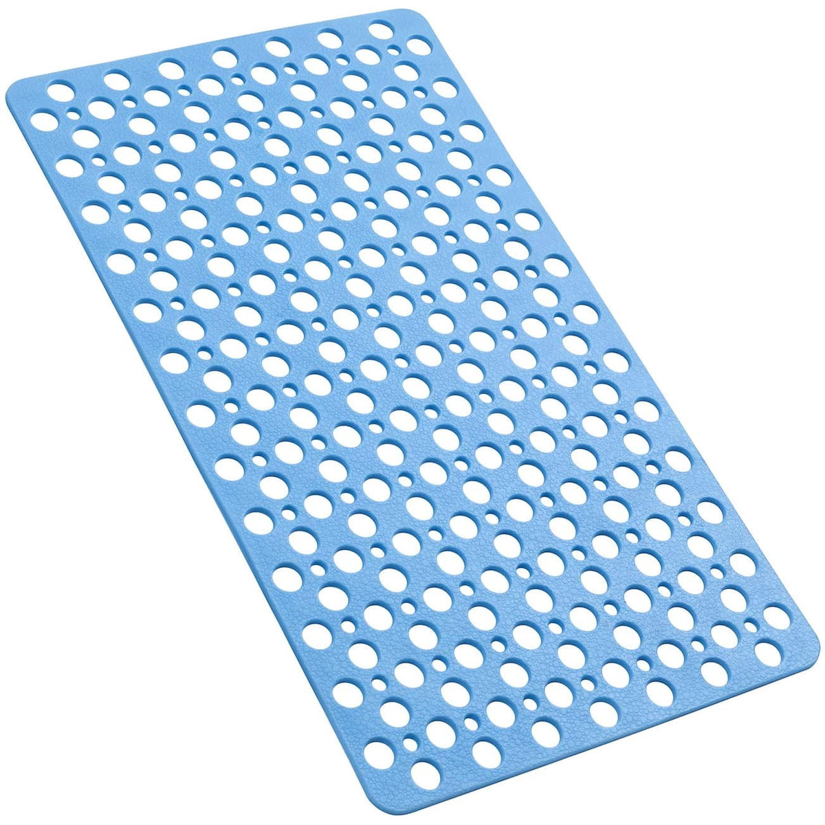 Cowin Bathroom Non Slip Shower Mat, 30L x 17W Inch Super Soft PVC Bath Mat with Suction Cup, Soft Bathroom Mat with Drain Hole, Blue
