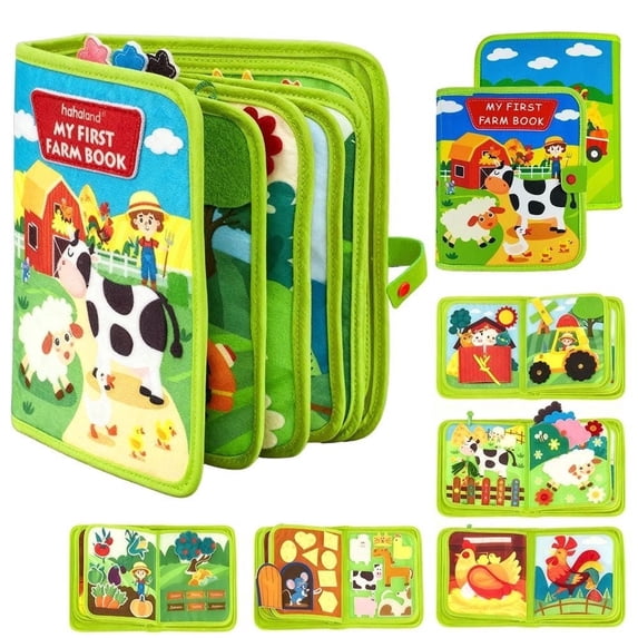 Cowin Busy Board Farm Busy Book Developing Sensory Board Montessori Toys for Toddler Travel Toys Green