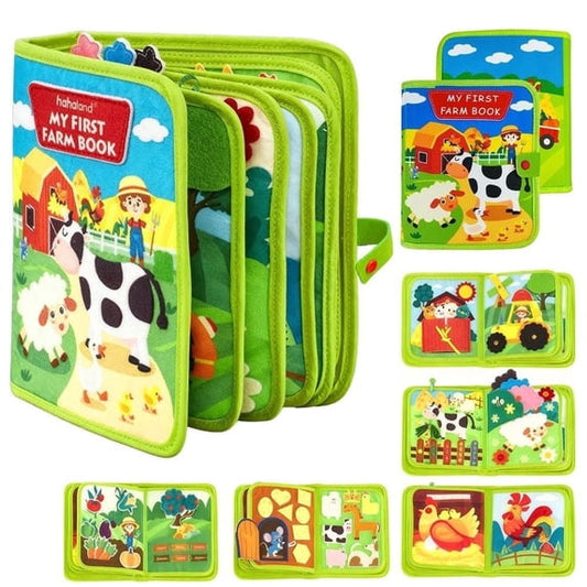 Cowin Busy Board Farm Busy Book Developing Sensory Board Montessori Toys for Toddler Travel Toys Green