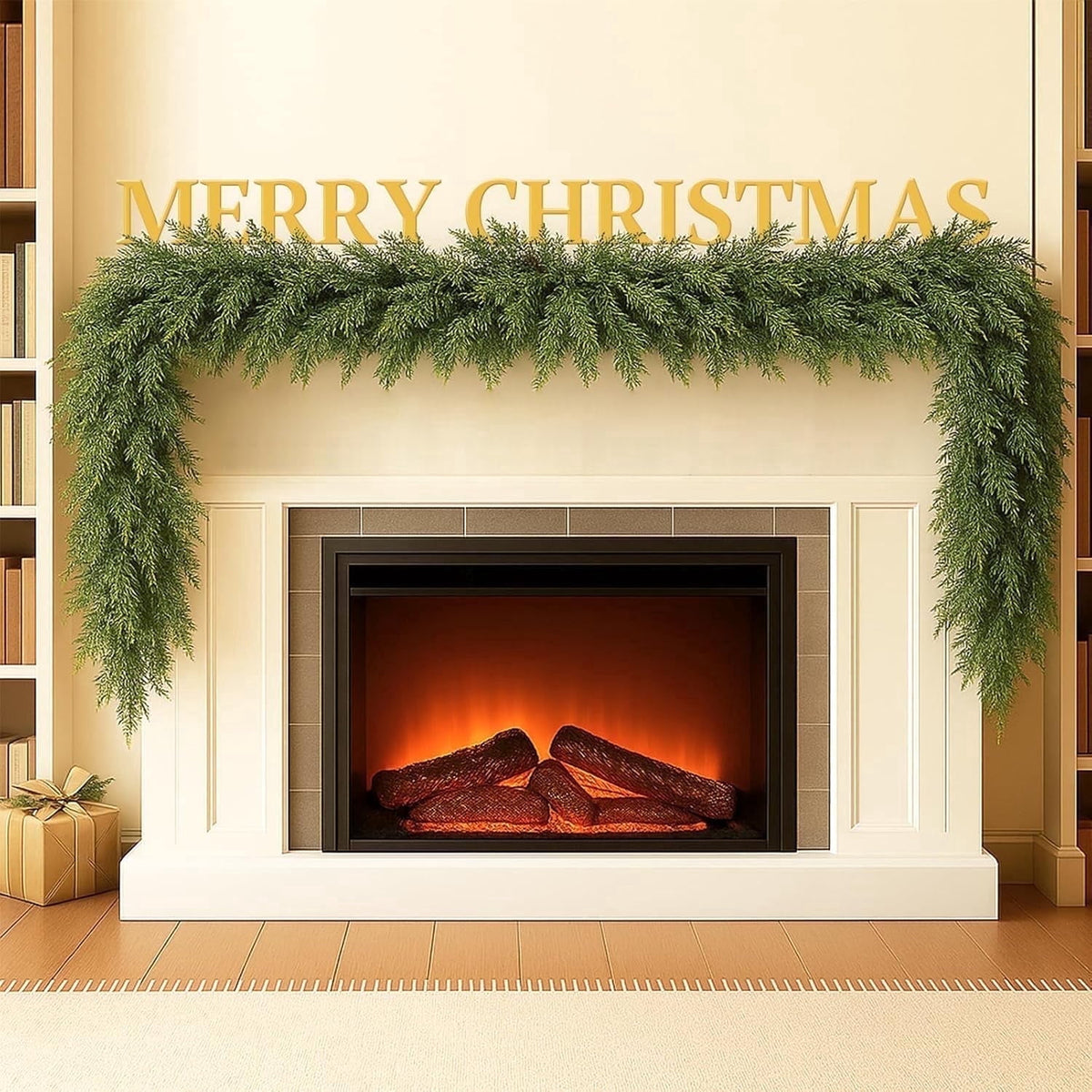 Cowin 6 ft Artificial Norfolk Pine Garland,Real Touch Christmas Greenery Garland Suitable for Table