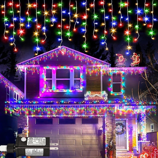 Cowin Christmas Icicle Lights Outdoor，400 LED 400Inch 8 Modes Timers Waterproof Icicle String Lights ，Led Christmas Lights for Holiday, Party, Xmas Decorations，Multicolor