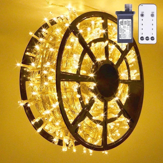 Cowin 168FT Christmas Lights Outdoor 8 Modes Indoor String Lights for Outside Warm White