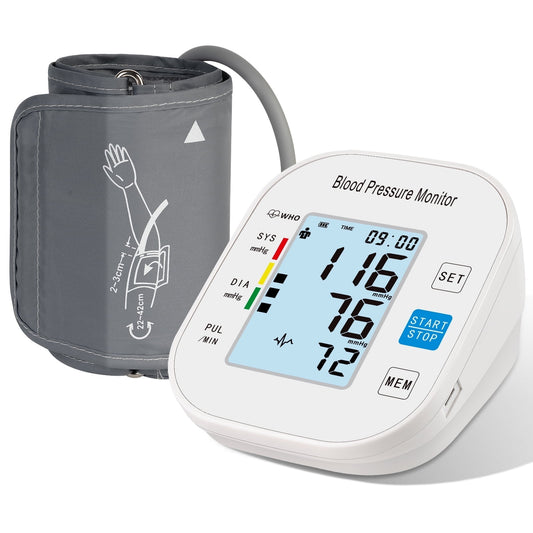Cowin Blood Pressure Monitor Upper Arm Fit Reno Blood Pressure Cuff 8.7”- 15.7” Monitor Backlight Display HR Detection Digital BP Machine