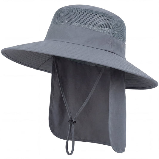 Cowin Fishing Hat,Outdoor UPF50+ Mesh Sun Hat,Wide Brim Fishing Hat with Neck Flap Sun Hat,for Men and Wome