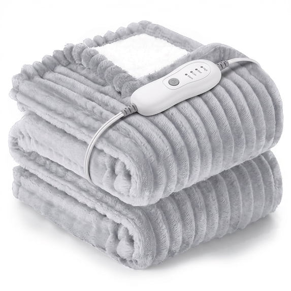 Cowin Heated Electric Throw Blanket, 50"x60", 6 Heat Levels, Auto-Off Timer, Machine Washable, Gray