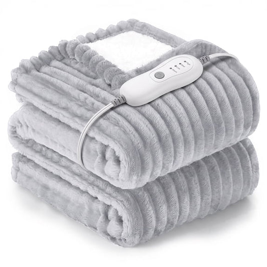 Cowin Heated Electric Throw Blanket, 50"x60", 6 Heat Levels, Auto-Off Timer, Machine Washable, Gray