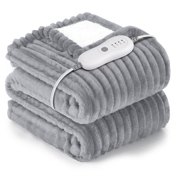 Cowin Heated Electric Throw Blanket, 50"x60", 6 Heat Levels, Auto-Off Timer, Machine Washable, Dark Gray
