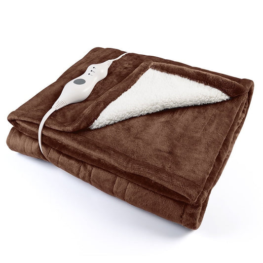 Uncahome Electric Heated Throw Blanket 50''x60'' with 3 Heating Levels, Automatically Shut Down after 4h with Overheat Protection Machine Washable(Brown)