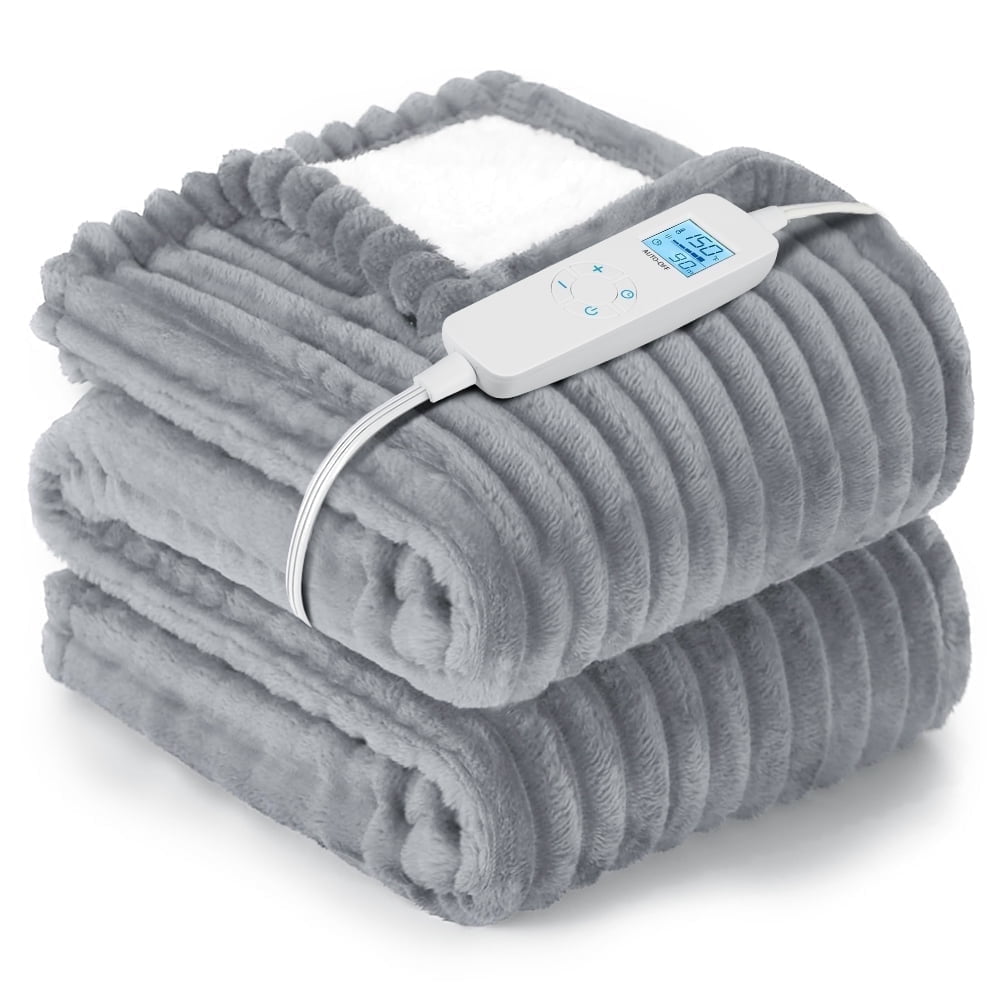 Electric Heated Blanket - 62"x84" Heating Blanket with 1-8 hours Auto-off, 6 Level Over-heat Protection, Soft Flannel, Electric Blanket ETL/FCC Certification