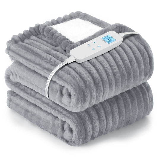 Electric Heated Blanket - 62"x84" Heating Blanket with 1-8 hours Auto-off, 6 Level Over-heat Protection, Soft Flannel, Electric Blanket ETL/FCC Certification
