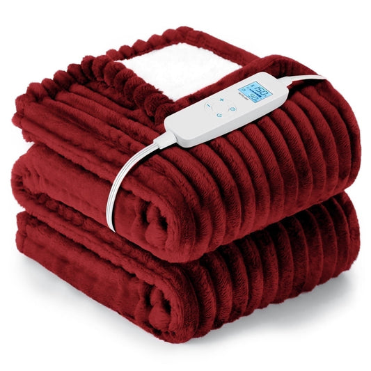 Electric Heated Blanket - 62"x84" Heating Blanket with 4 hours Auto-off, 6 Level Over-heat Protection, Soft Flannel, Electric Blanket ETL/FCC Certification
