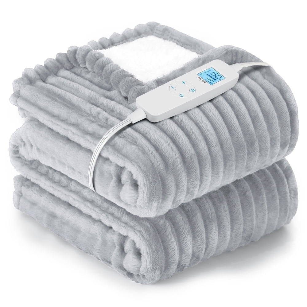 Electric Heated Blanket - 62"x84" Heating Blanket with 4 hours Auto-off, 6 Level Over-heat Protection, Soft Flannel, Electric Blanket ETL/FCC Certification