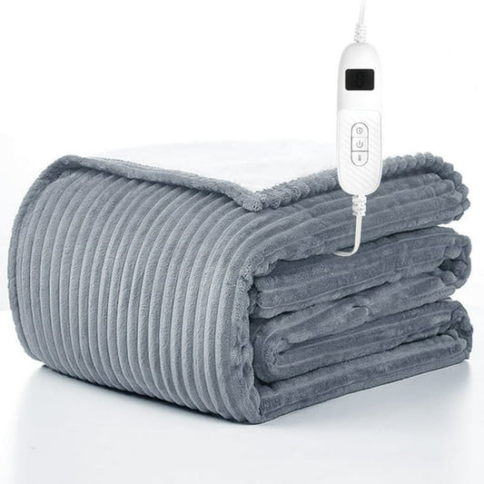 COWIN Electric Blanket Full Size, Brushed Flannel+Cotton Fleece, 10 Heating Levels and 1-8 Hour Automatic Shutdown, Machine Washable, Gray, 72 "x 84"