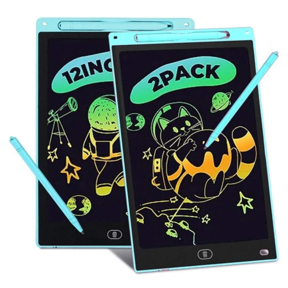 COWIN Kids Toys 2 Pack LCD Writing Tablet, 12 in Colorful Toddler Drawing Pad Doodle Board Erasable, Educational Learning Toys Birthday Gifts for Girls Boys
