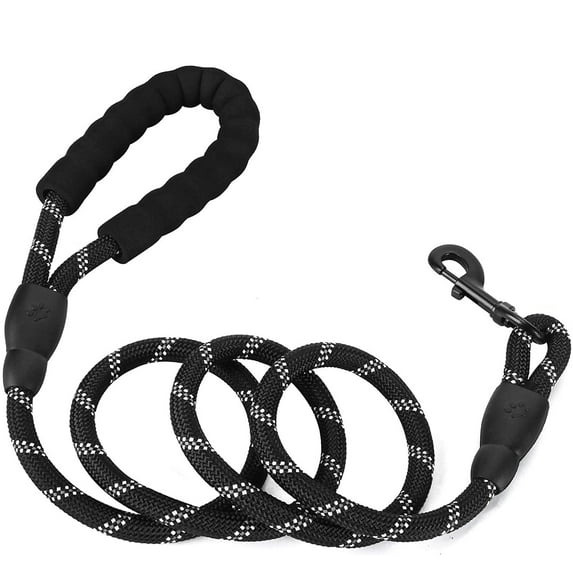 Rope Dog Leash 6.5 ft with Comfortable Padded Handle, Highly Reflective Threads Strong Dog Leash for Puppies Small Medium and Large Dogs