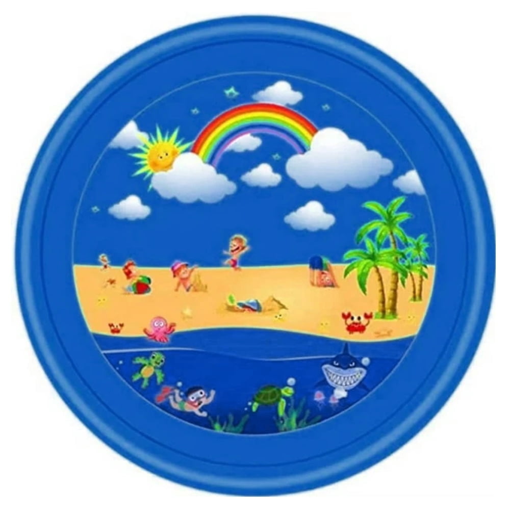 Splash Pad, Sprinkler for Kids and Wading Pool for Learning – Dog Sprinkler Pool, 67’’ Inflatable Water Summer Toys – Outdoor Play Mat for Babies & Toddlers，Blue