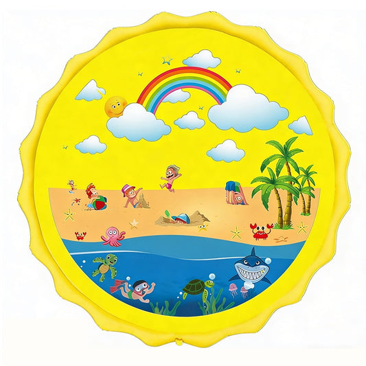Splash Pad, Sprinkler for Kids and Wading Pool for Learning – Dog Sprinkler Pool, 67’’ Inflatable Water Summer Toys – Outdoor Play Mat for Babies & Toddlers，Yellow