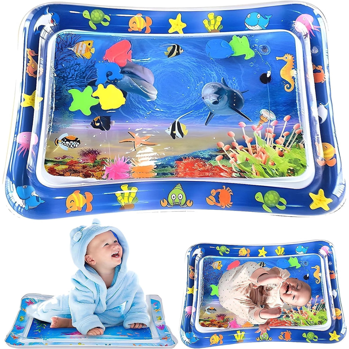 Tummy Time Baby Water Mat, Inflatable Infant Toys Baby Playmat Early Sensory Development BPA-Free