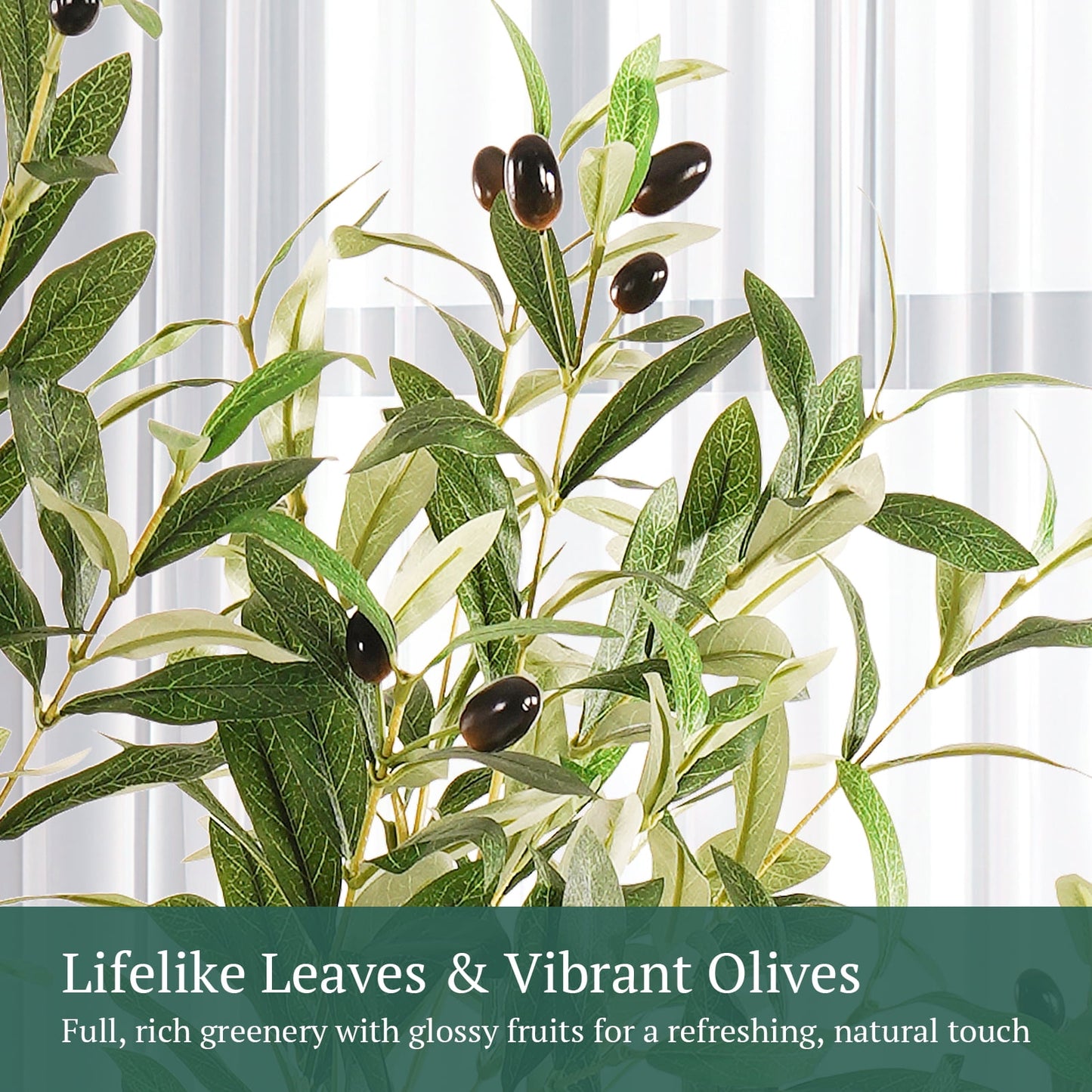7ft Artificial Olive Tree, 1800 leaves with Lively Trunk and Lifelike Fruits, Indoor Fake Potted Tree with Straight Basin for Home Office Decor