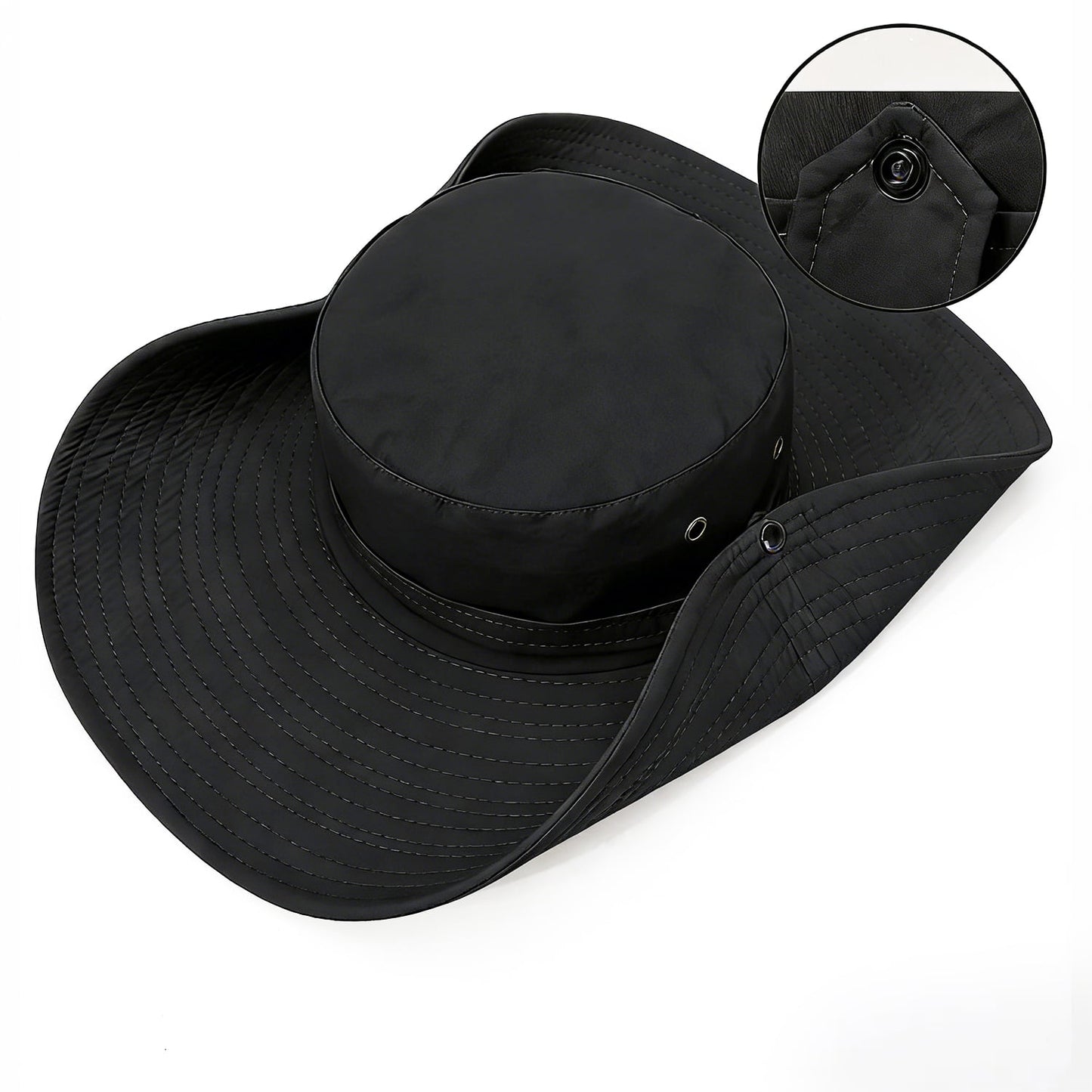 Cowin Sun Hat for Men Sun Protection Wide Brim Bucket Hat Waterproof Breathable Packable Boonie Hat for Fishing Black