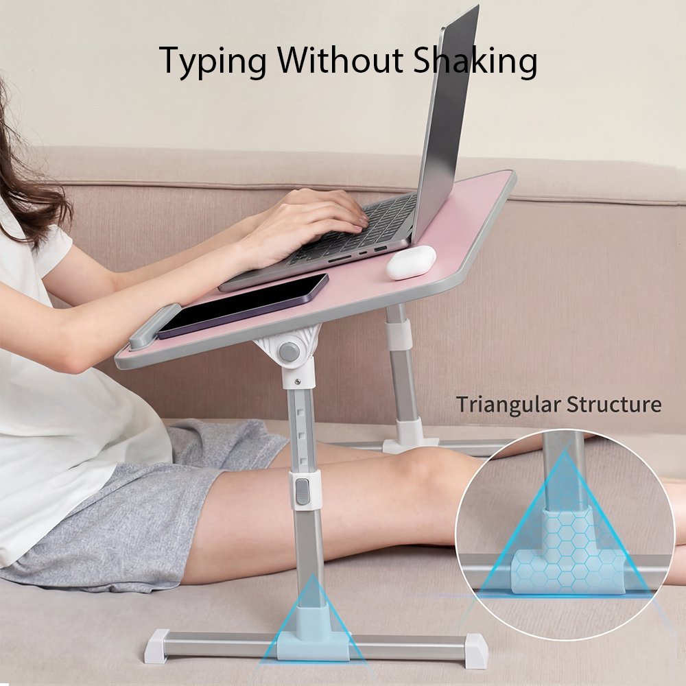 COWIN Laptop Desk Table, Adjustable Laptop Stand, Foldable Lap Desks 20.5×11.82 in (Pink)