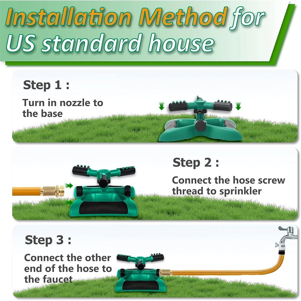 Sprinkler for Yard, Adjustable Rotating Water Sprinkler, Lawn and Yard Sprinklers, Green
