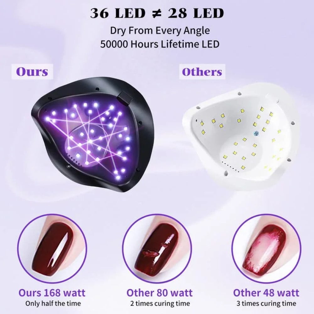 COWIN Gel Dryer Lamp for Manicure UV LED Nail Dryer Smart Sensor 168W Powerful Professional