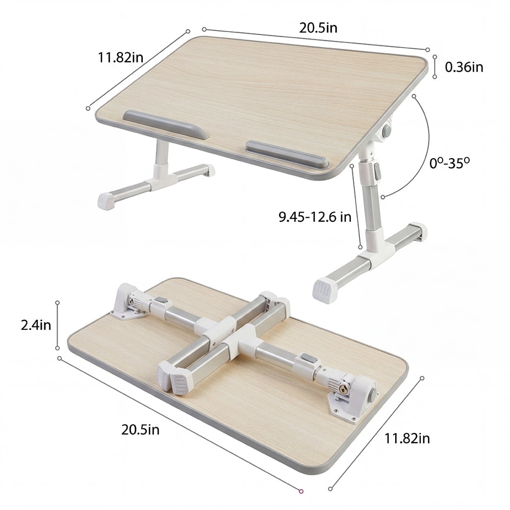 COWIN Laptop Desk Table, Adjustable Laptop Stand, Foldable Lap Desks 20.5×11.82 in (Beige)