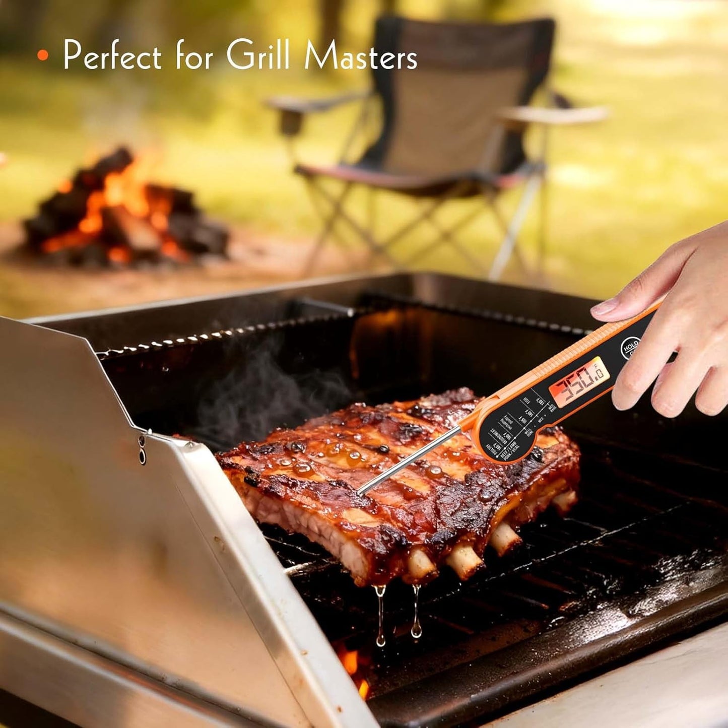 Cowin Meat Thermometer Digital with Food-Grade Stainless Steel Temperature Probe, IP66 Waterproof, Food Thermometer for Cooking Kitchen and Outside BBQ
