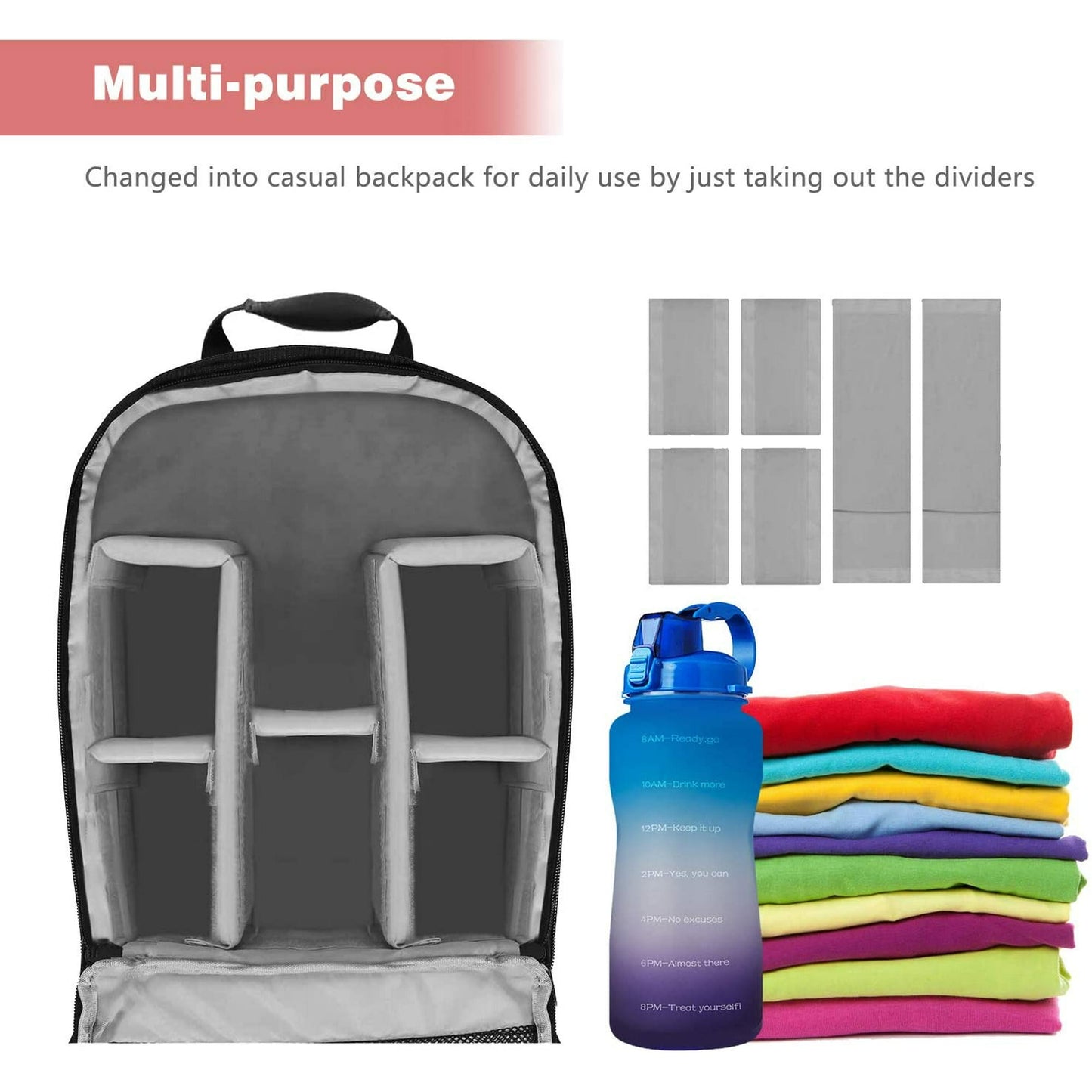 Camera Bag, Waterproof Nylon Camera Backpack for DSLR Cameras, Lens and Accessories Black Grey