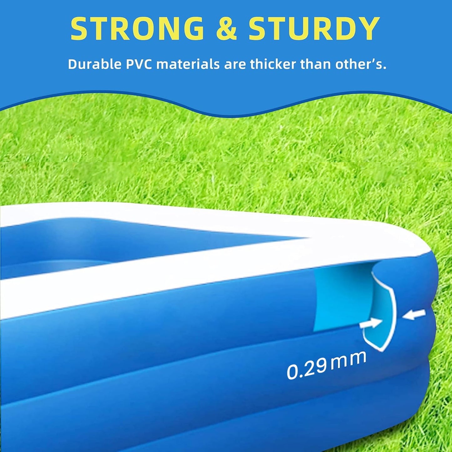 Cowin Inflatable Swimming Pool for Kids Adults, 120" x 72" x 22" Blow up Pool, Family Inflatable Swimming Pools for Backyard, Blue