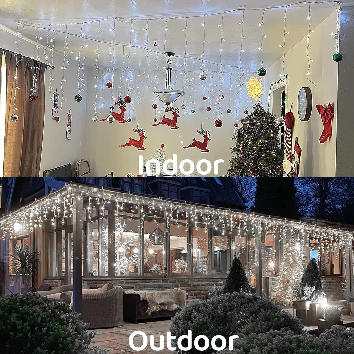 Cowin 33ft 410 LED Christmas String Lights White Fairy Lights Led Icicle Christmas Lights Plug-in for Christmas, Holiday, Wedding (Cool White)