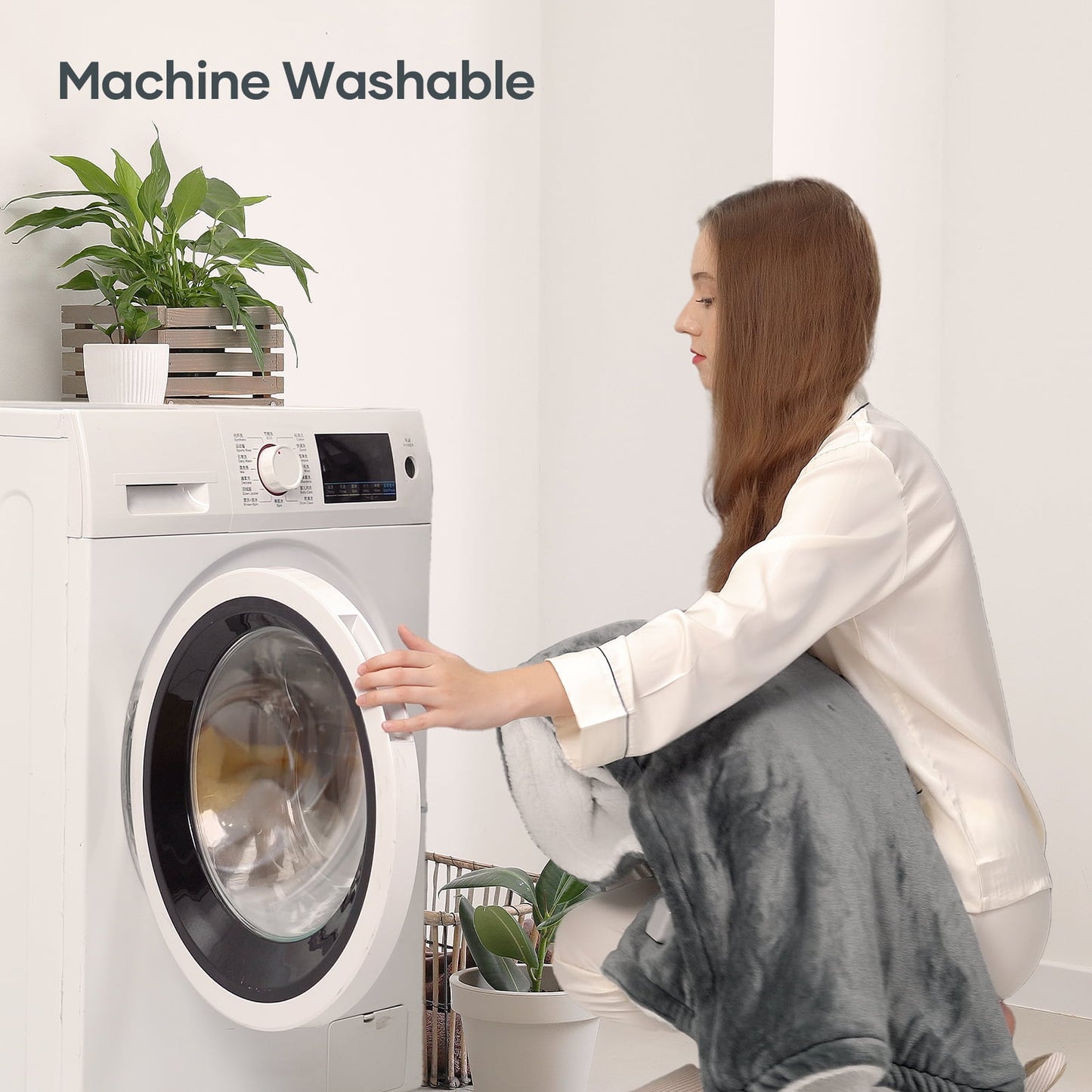 COWIN Electric Blanket, Brushed Flannel+Cotton Fleece, 10 Heating Levels and 1-8 Hour Automatic Shutdown, Machine Washable, Gray, 72 "x 84"