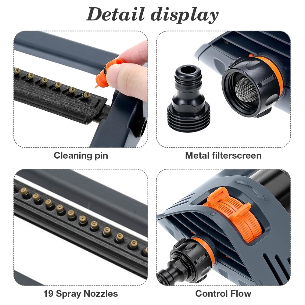 Lawn Sprinkler 19 Hole Nozzles 4 Spray Modes for Yard, Garden Water Oscillating Sprinkler with Spray Jet Cleaning Needle