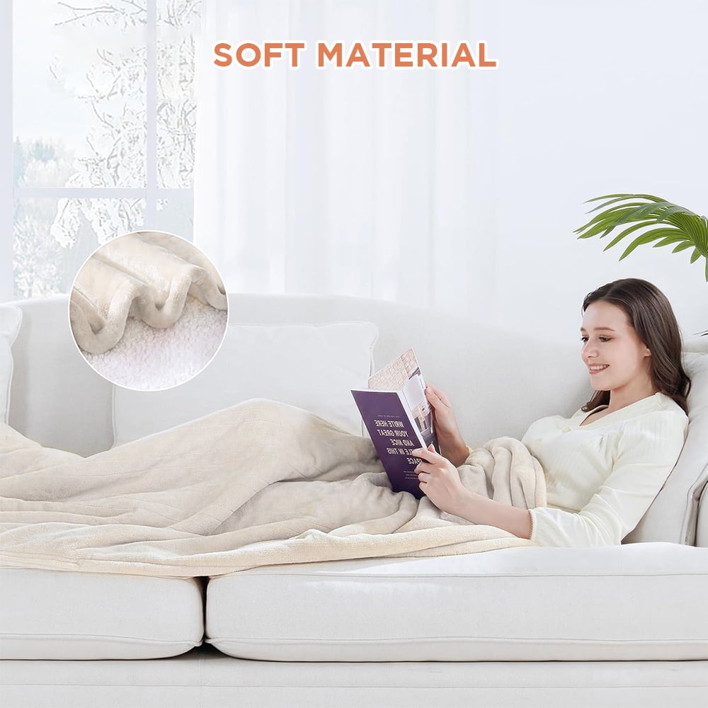 Electric Heated Blanket 100"×90" Flannel Blanket King Size with 10 Heating Levels 8 Hours Auto Off Fast Heating, Beige