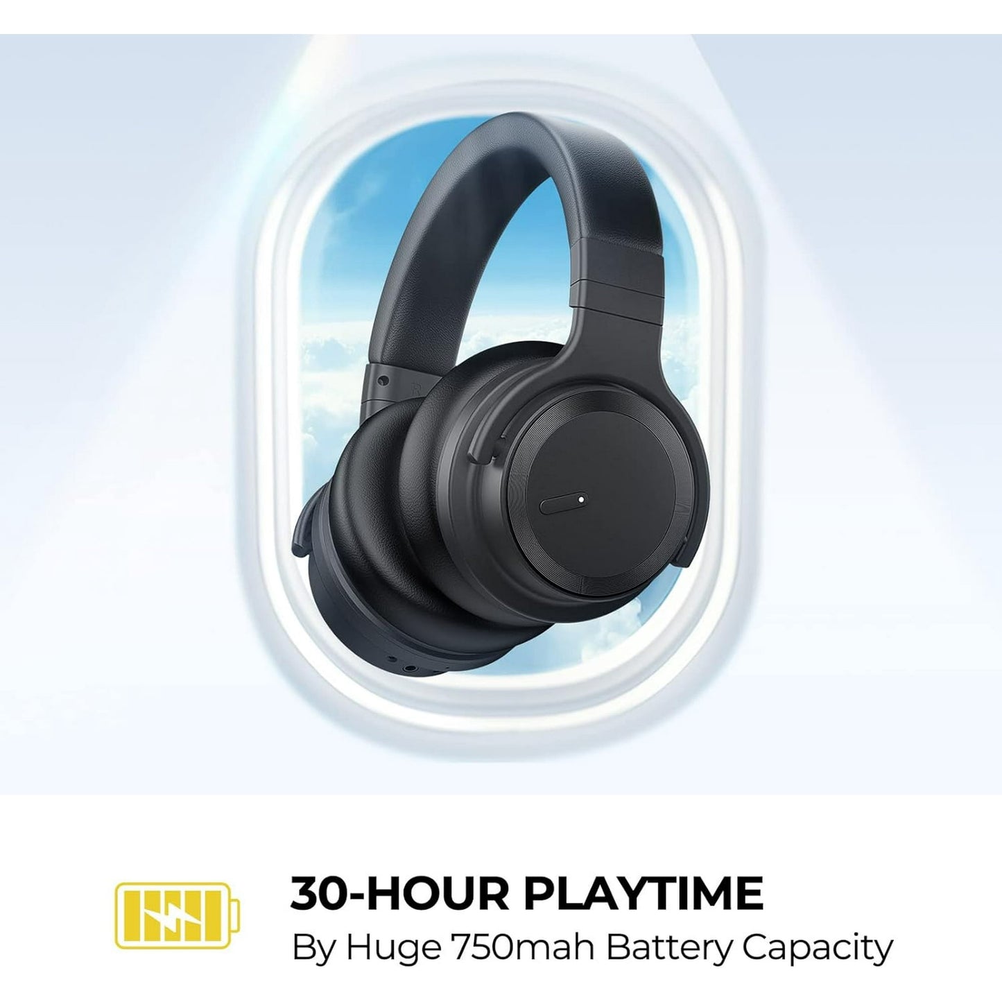 COWIN Bluetooth Headphones Active Noise Cancelling Headphones Wireless Headphones Over Ear with Mic Deep Bass, Comfortable Protein Earpads, 30 Hours Playtime for Travel/Work, Black