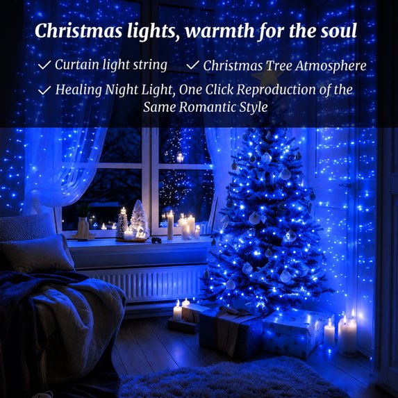Cowin 168FT Christmas Lights Outdoor 8 Modes Indoor String Lights for Outside Blue