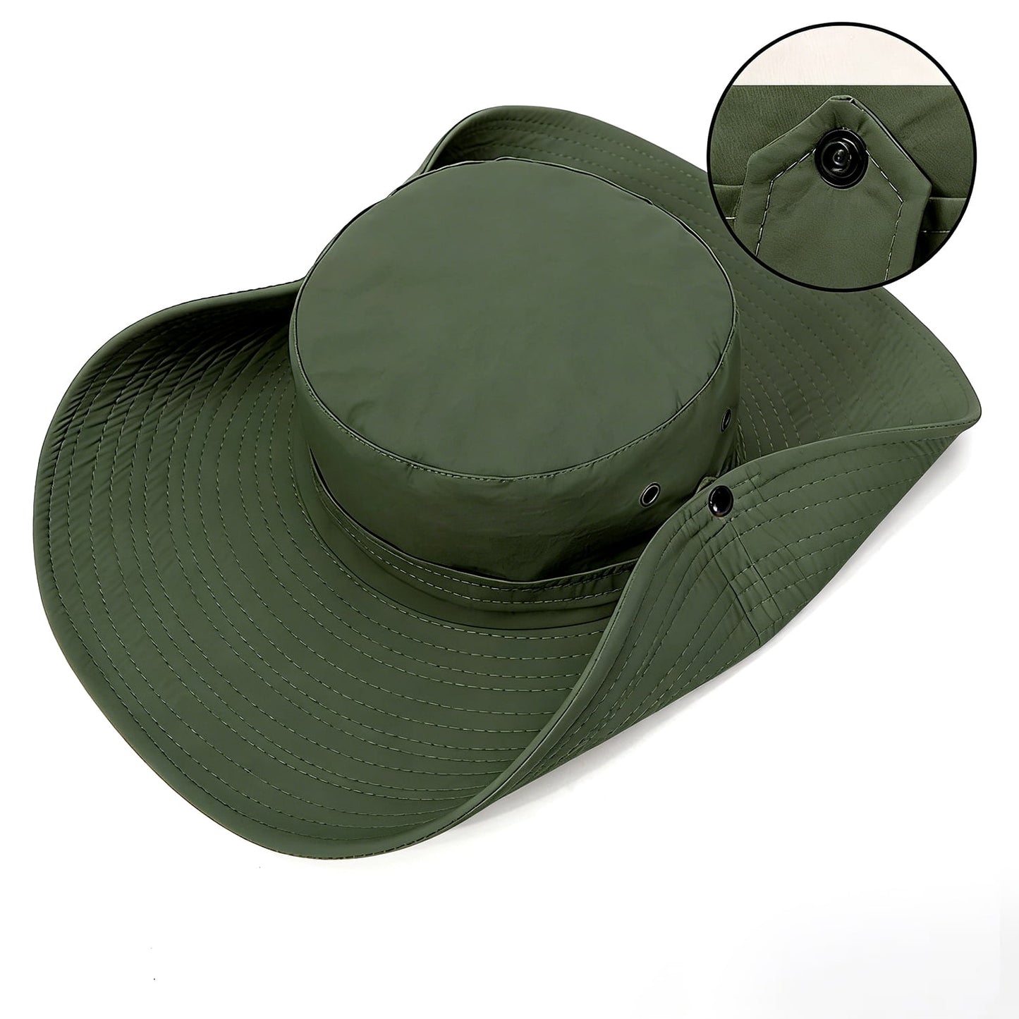 Cowin Sun Hat for Men Sun Protection Wide Brim Bucket Hat Waterproof Breathable Packable Boonie Hat for Fishing Green