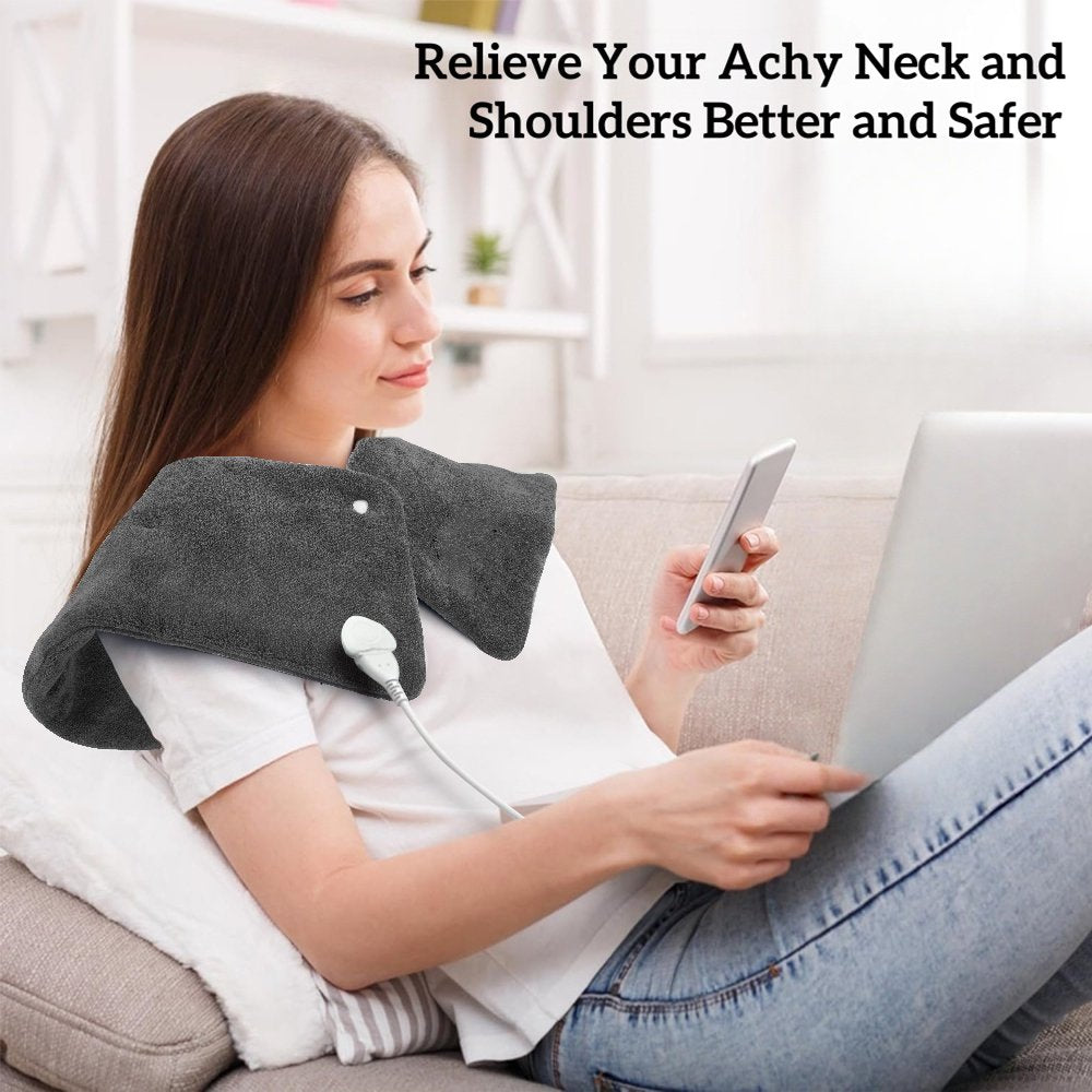 18" x 25"Heating Pad for Neck and Shoulders, Heat Pad for Pain Relief, 3 Heat Settings, Auto-Off, Gifts for Women Men,Grey