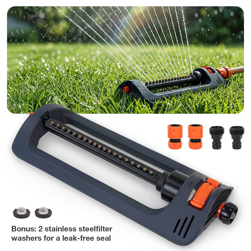 Lawn Sprinkler 19 Hole Nozzles 4 Spray Modes for Yard, Garden Water Oscillating Sprinkler with Spray Jet Cleaning Needle