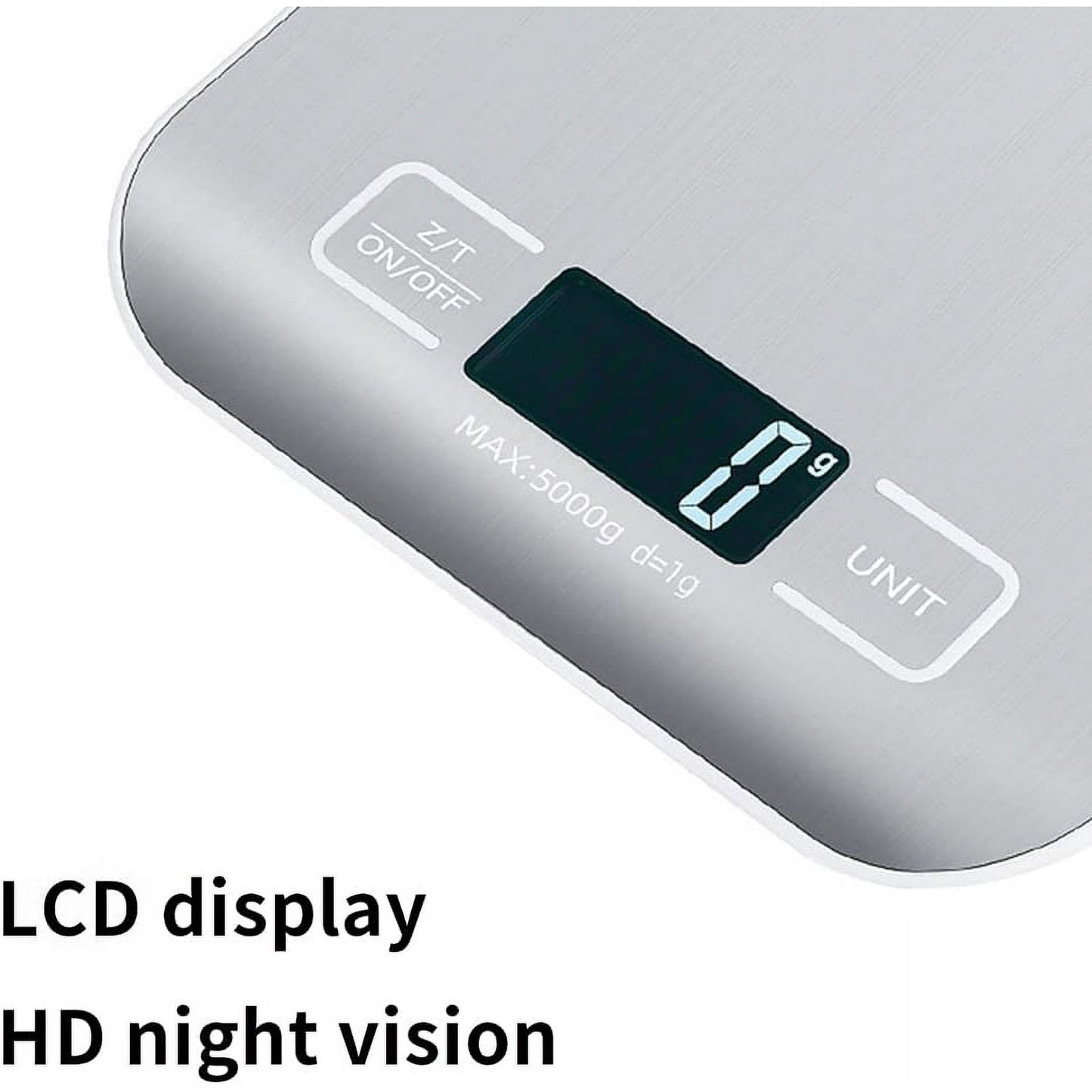 Food Scale Digital Kitchen Scale with 1g/0.05oz Precise Graduation, 5 Units LCD Display Scale for Cooking/Baking in KG, G, oz, ml, and lb, Easy Clean Stainless Steel and Tempered Glass