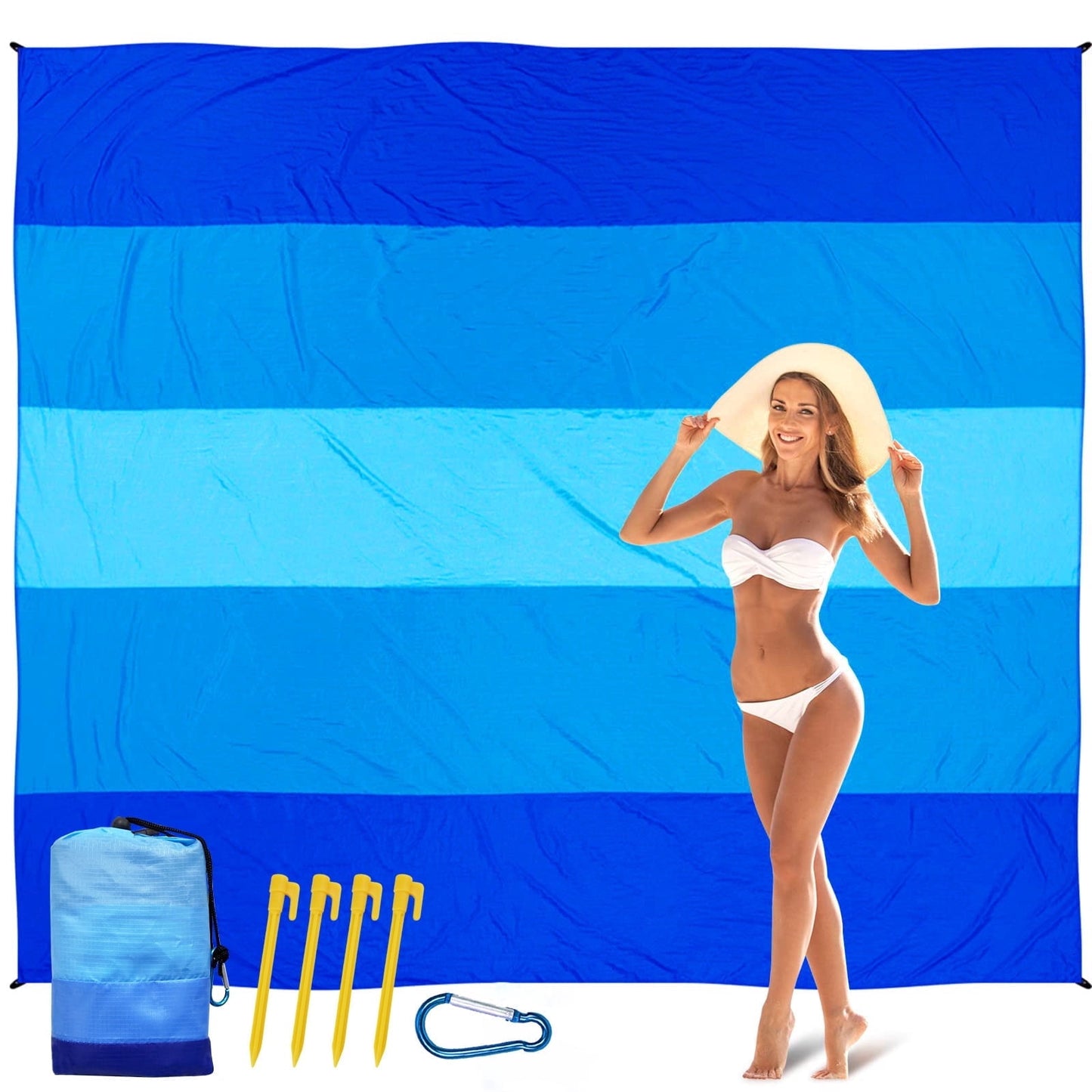 Beach Blanket 79" X 83" Lightweight Waterproof Sandproof Beach Mat Quick Drying Picnic Mat
